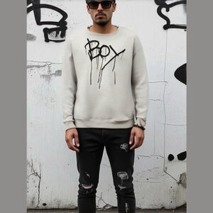 White BOY London Sweatshirt size M drip logo graffiti